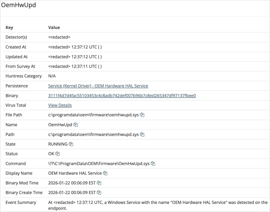 Establishing persistence on the host