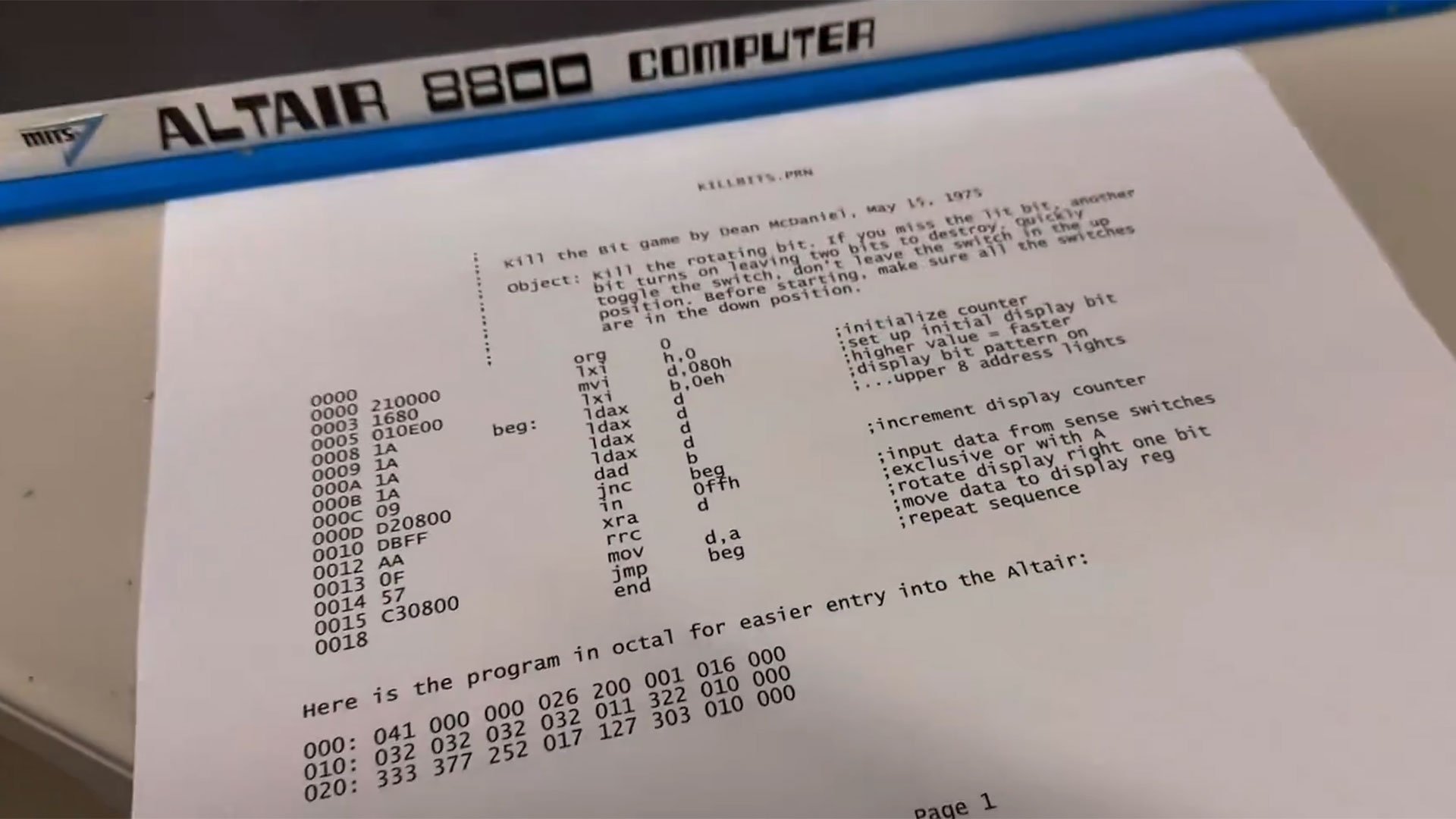 A computer historian has documented the moment a 1974 kit computer successfully ran its first program &ndash; in 2016.