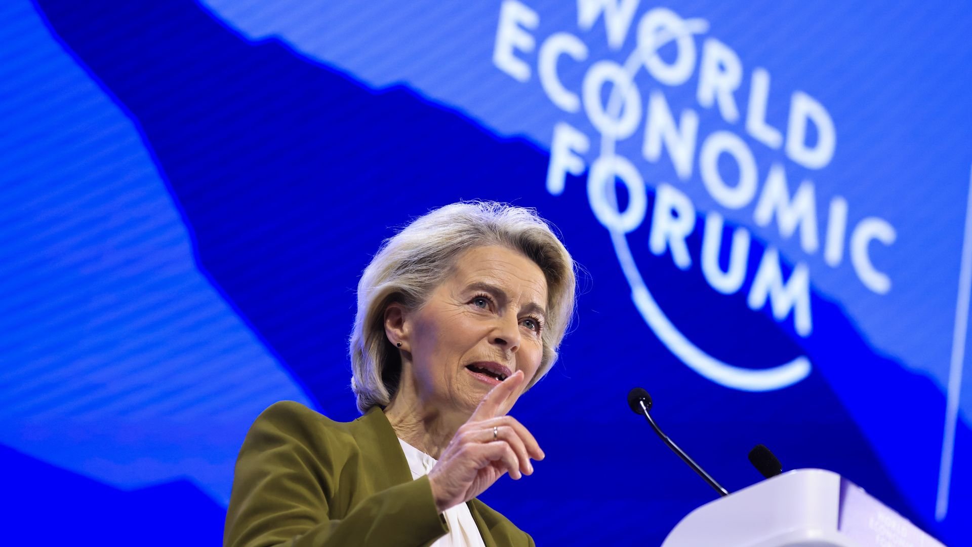 European Commission President Ursula von der Leyen speaks at the World Economic Forum in Davos, Switzerland, on Jan. 20, 2026. Photo: Krisztian Bocsi/Bloomberg via Getty Images