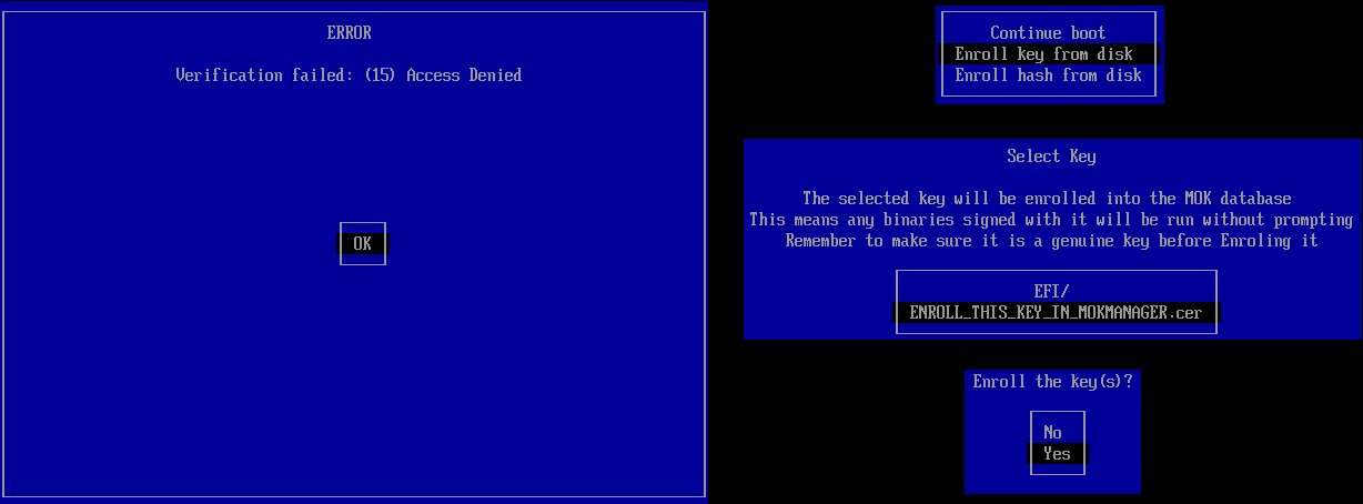 Untrusted software first boot with shim.