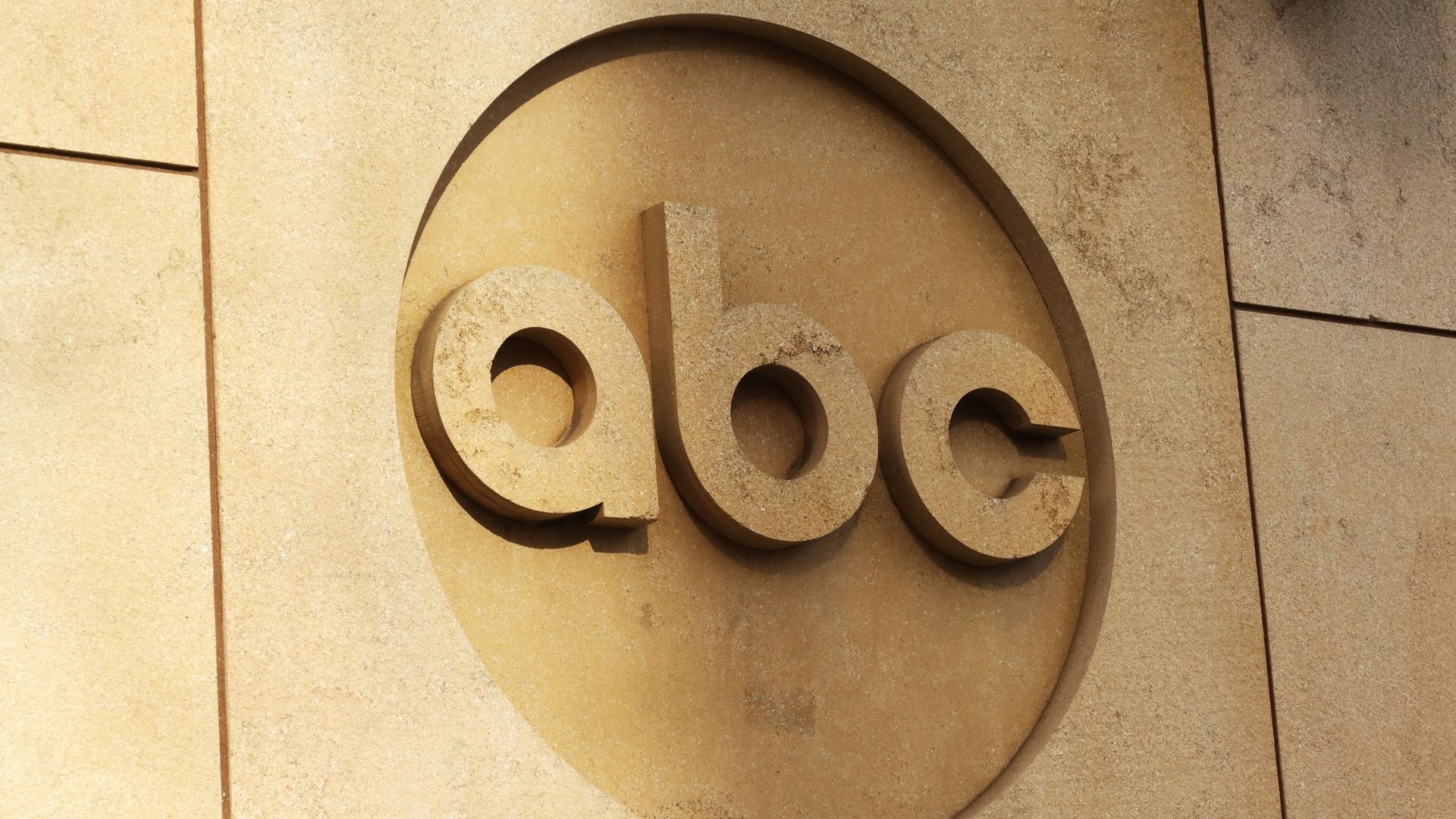 A corporate logo for the ABC television network hangs on the side of their corporate headquarters on April 17, 2024, in New York City. 