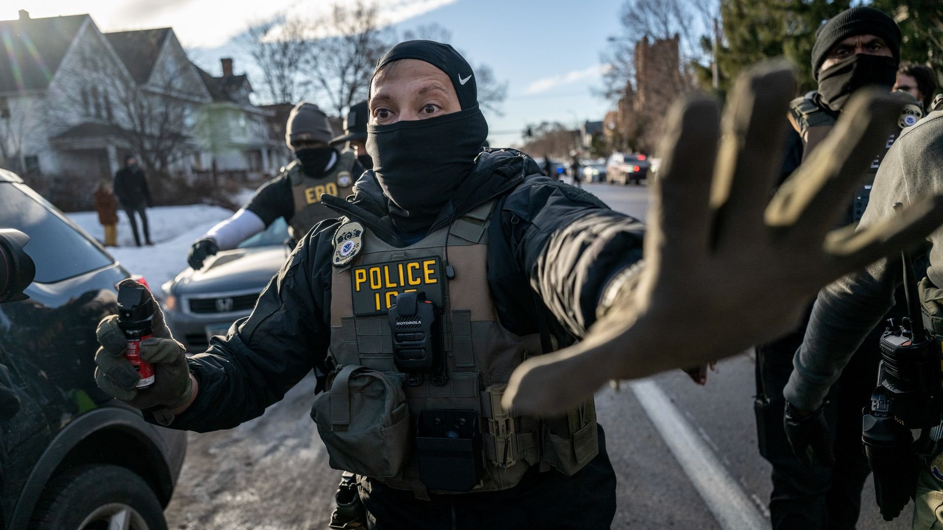 Police officer in tactical gear with 