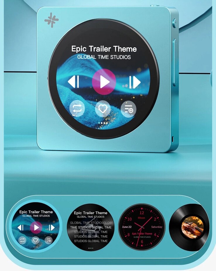 The 1.8-inch circular touchscreen on the Fiio Snowsky Disc DAP supports a variety of skins.