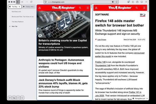 Firefox 149 beta introduces split view, but existing versions already have it hidden