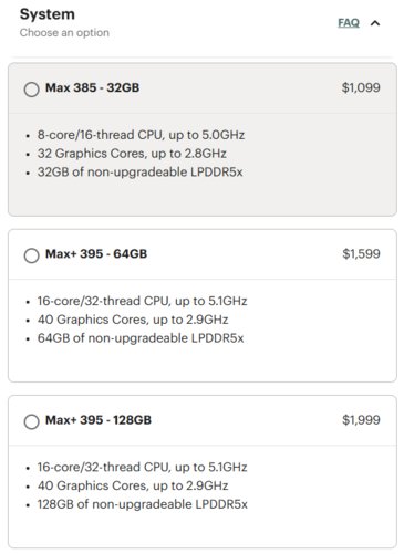 Framework Desktop's old pricing