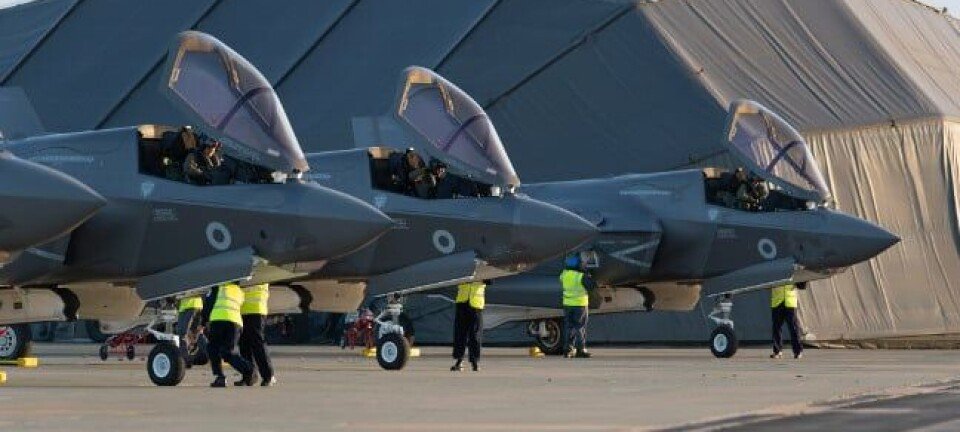 The first four F-35Bs to arrive in the UK pictured on the flight line at RAF Marham. Pic: Crown copyright/MoD
