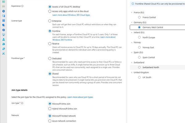 Windows 365 Frontline Shared Mode Expands to Germany West Central and Switzerland North