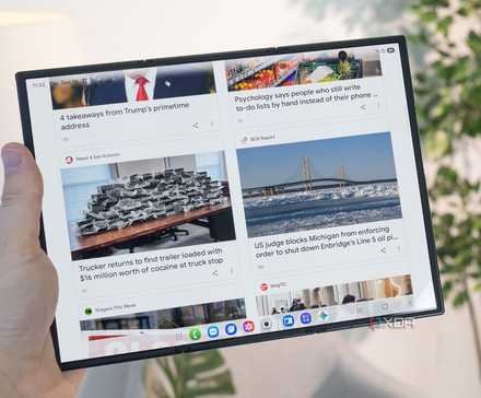 The Samsung Galaxy Z TriFold unfolded and being held