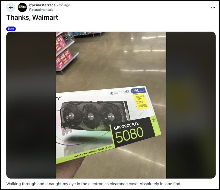 OP claims to have found the PNY RTX 5080 available with a $437.50 discount.