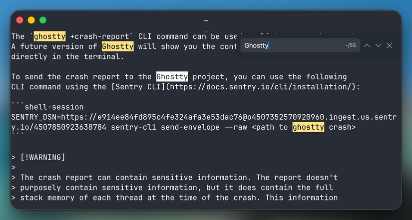 The Ghostty macOS search