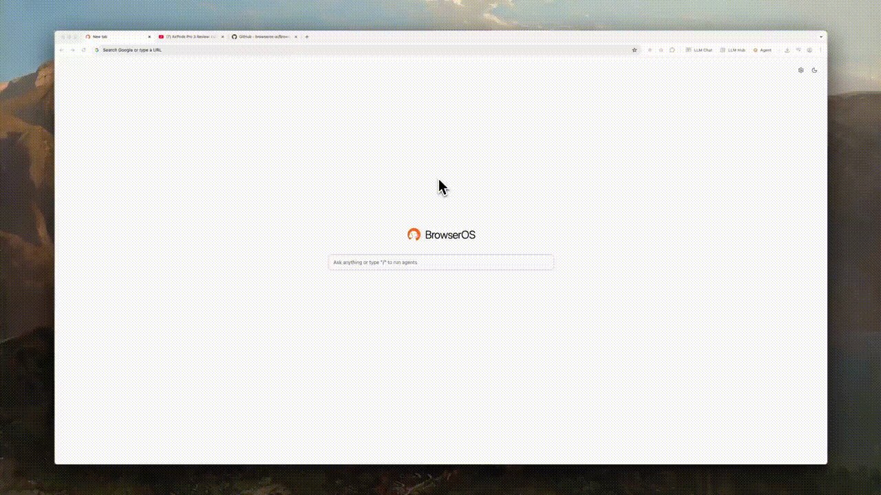 BrowserOS agent in action
