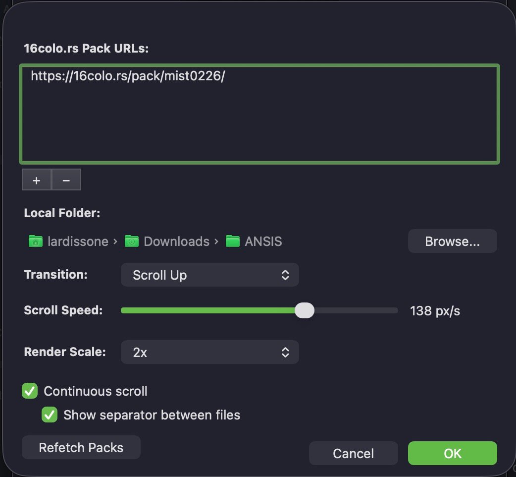 AnsiSaver configuration panel