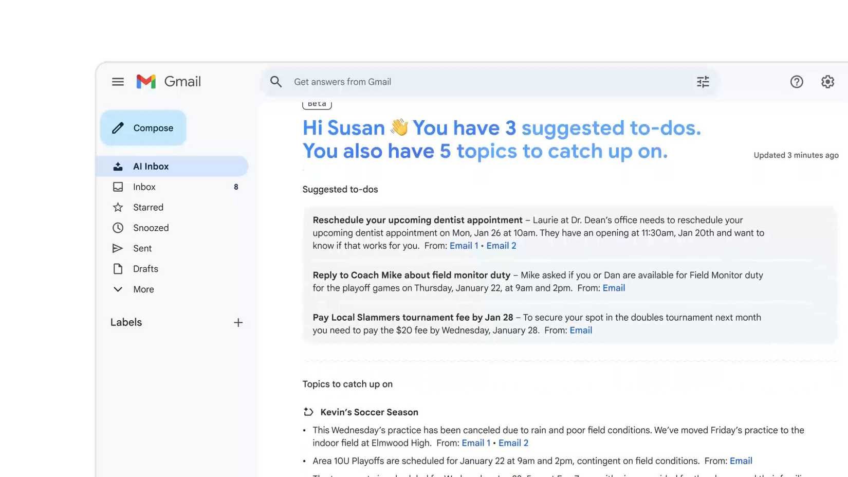 Google's AI Inbox feature