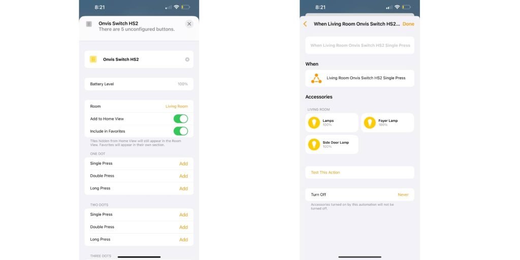 Onvis Smart button HomeKit