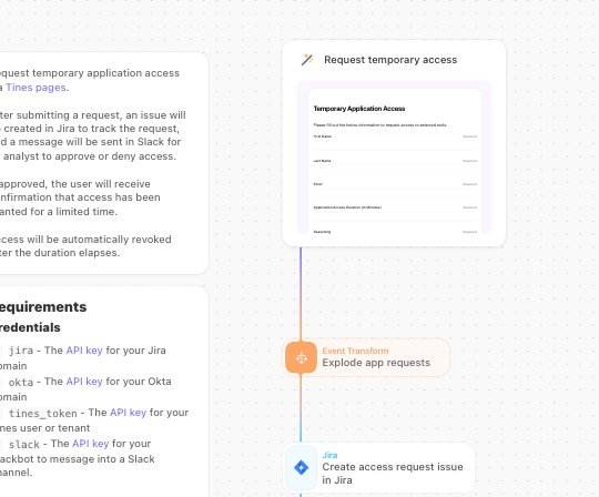 Grant temporary application access in Tines