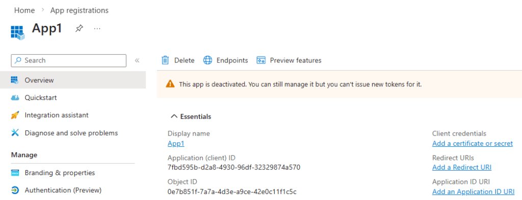 Disabled Application App1