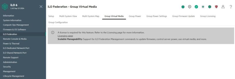 HPE ILO 6 Essentials ILO Federation Group Virtual Media Requires License
