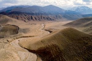 A dried riverbed in Neyshabur, Iran.