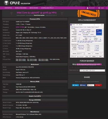CPU-Z Validator screenshot of-record breaking frequency