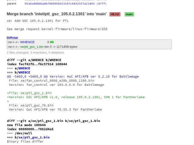 Panther Lake GSC firmware