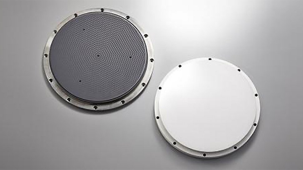 A photo of electrostatic chucks produced by TOTO.