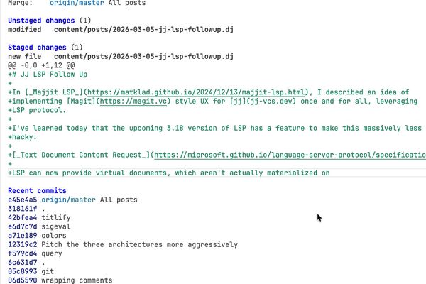 JJ LSP Follow-Up: Virtual Documents Bring Magit-Style UX to jj