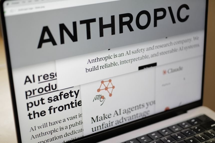 Pages from the Anthropic website and the company's logo on February 26, 2026.