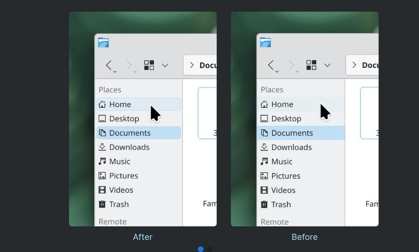 An example of the new KDE Plasma rounded highlights
