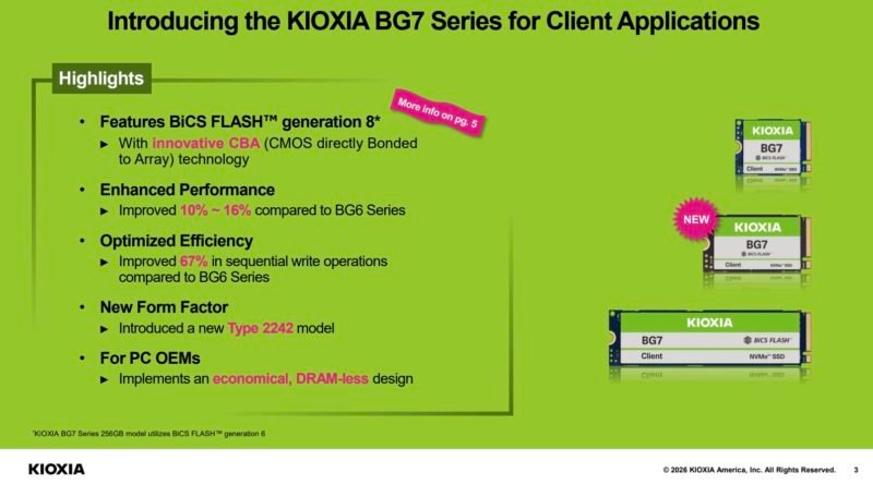 Kioxia BG7 Features