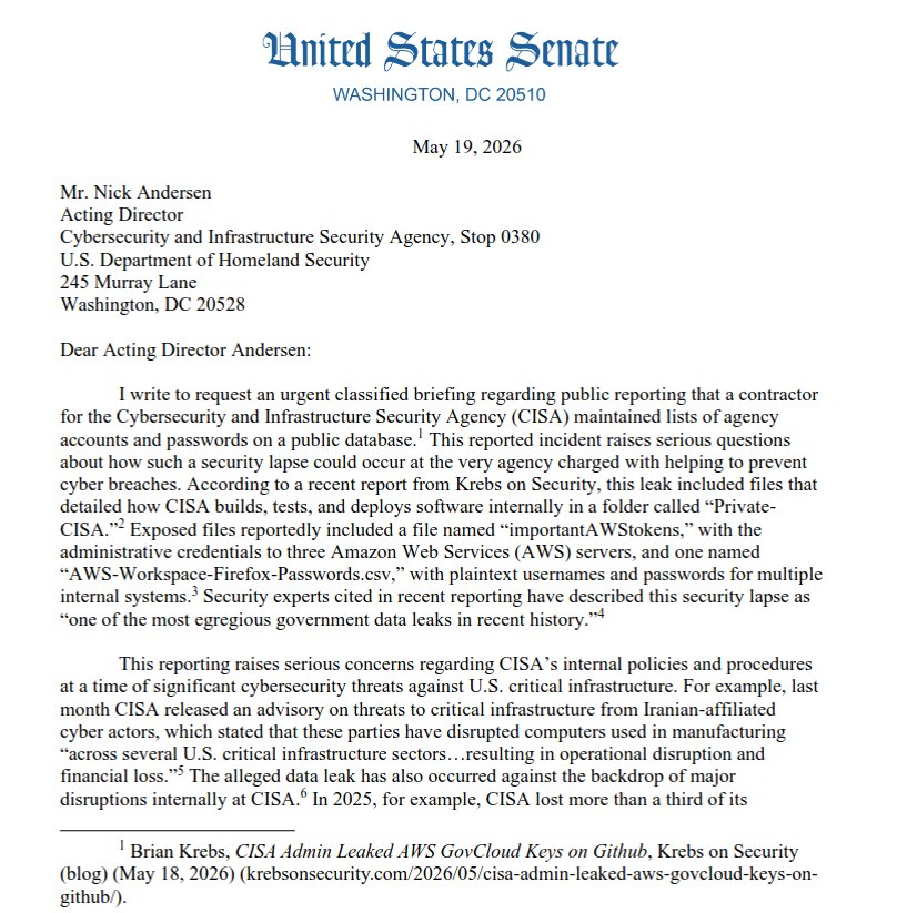 Lawmakers Demand Answers as CISA Tries to Contain Data Leak – Krebs on Security