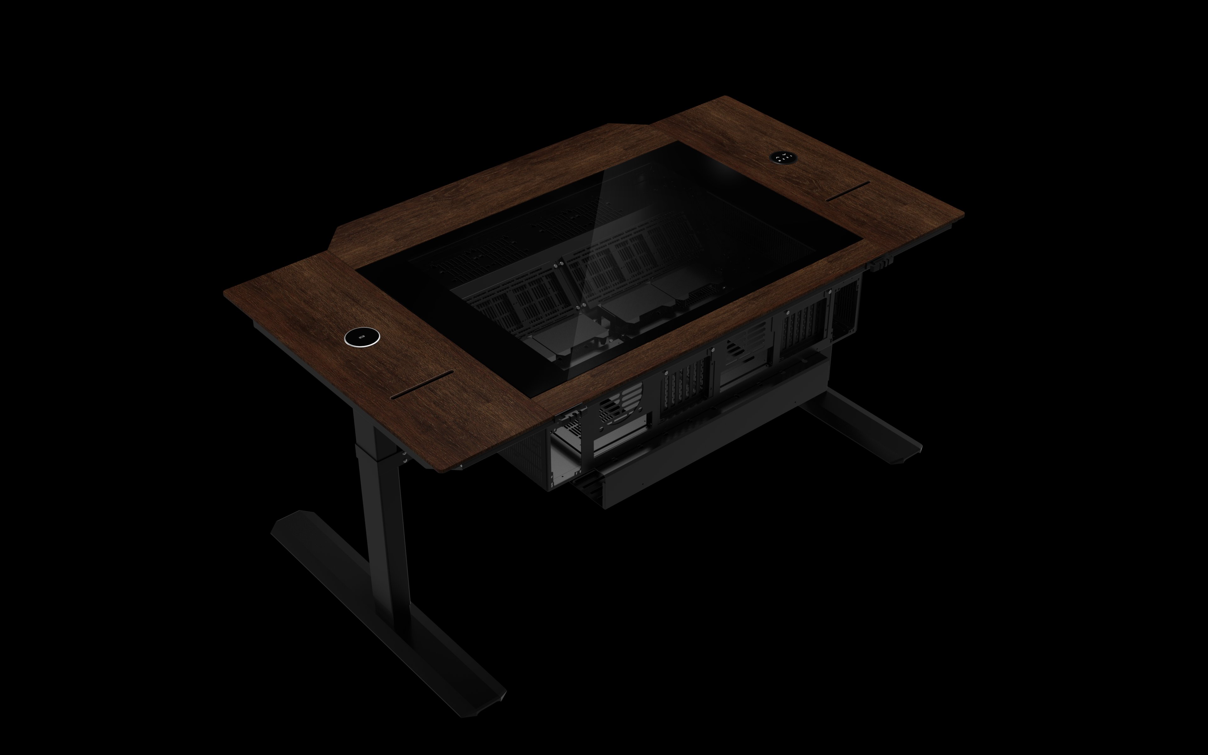 The Lian Li DK07 Wood motorized standing desk