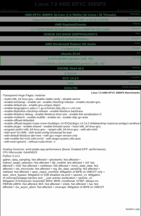 Linux 7.0 AMD EPYC 4585PX
