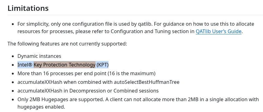 Intel QAT limitations