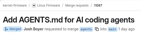 Linux Firmware Repository Adds AGENTS.md Guidance for AI Coding Agents