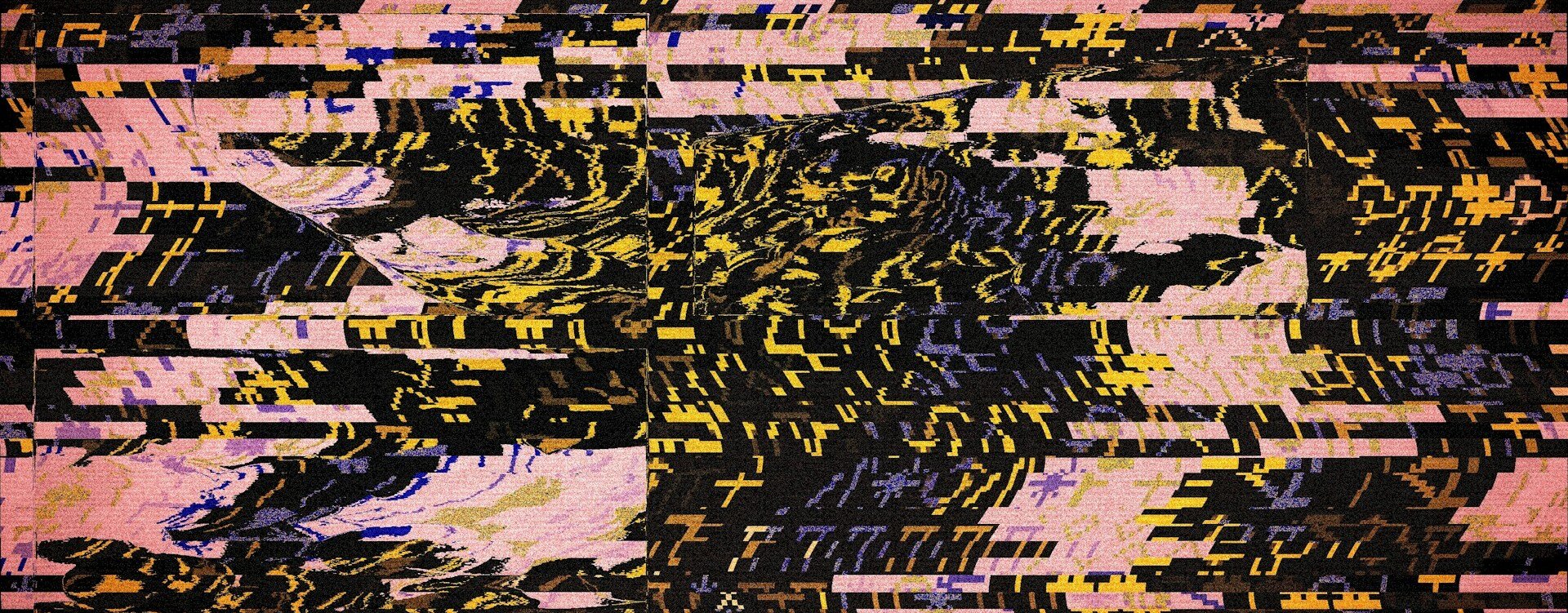 Abstract glitch art with pink and yellow patterns by Egor Komarov on Unsplash