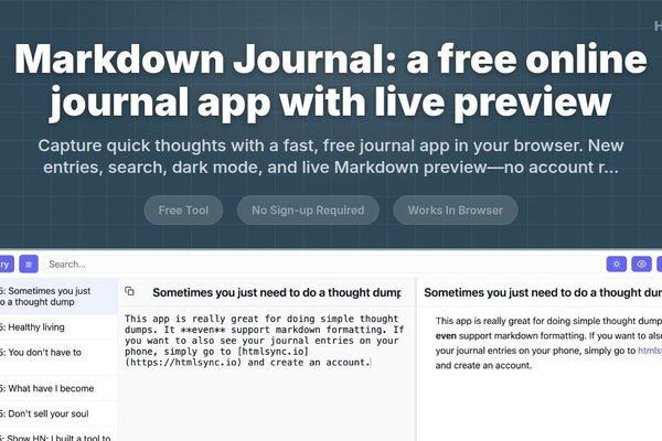 Markdown Journal: A Zero-Friction Browser-Based Writing Tool for Developers