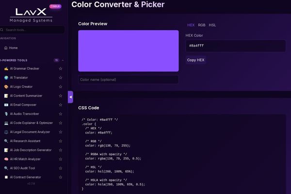 Master Color Conversions Instantly with LavX's Developer-Focused Tool