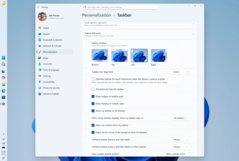 Screenshot of the new Settings > Personalization > Taskbar page showing the taskbar position options.