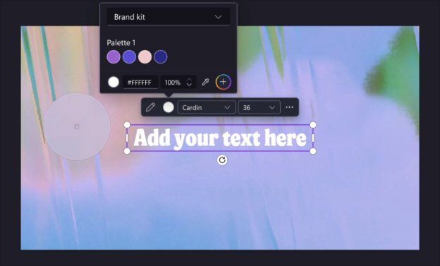 A screenshot of the color picker in Microsoft Clipchamp.