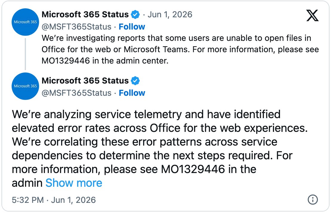 MO1329446 Teams Office Apps incident