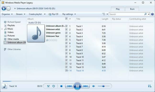 Windows Media Player not finding an album