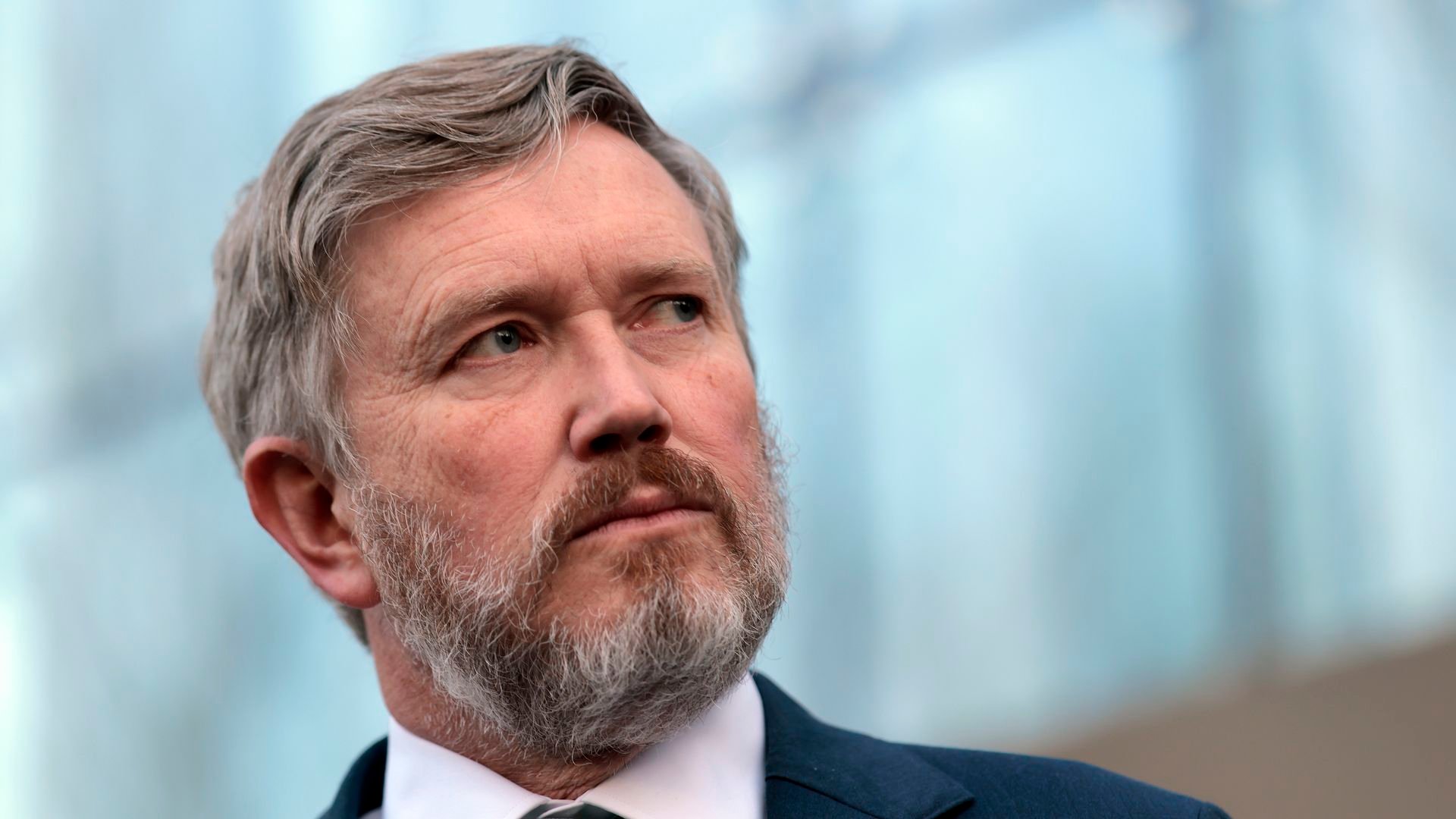 Rep. Thomas Massie speaks to reporters about the Epstein files outside Justice Department offices in Washington on Feb. 9.