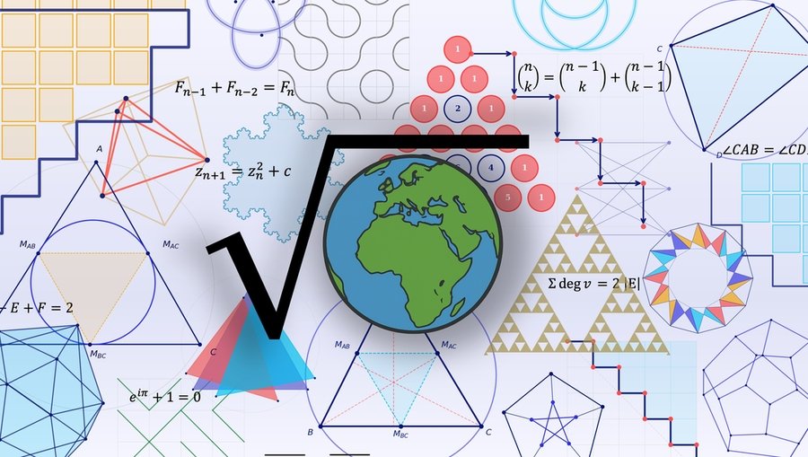 Planet Earth against a background of math symbols