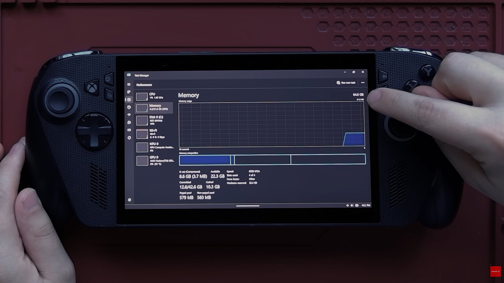 A modified Asus ROG Xbox Ally X with 64GB of memory