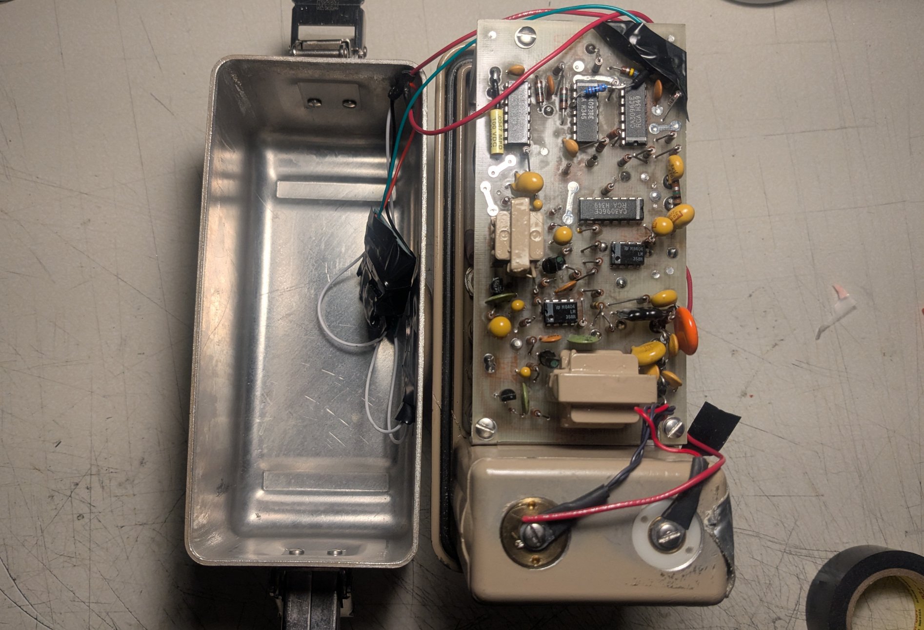 The same meter, opened up and with some extra wires