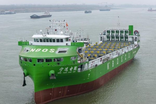 World's Largest Electric Container Ship Begins Sea Trials