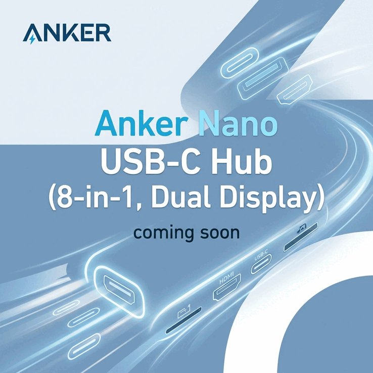 A teaser image for the Anker Nano USB-C Hub (8-in-1, Dual Display)