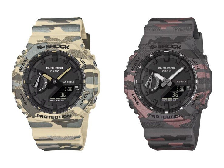 The Casio G-Shock GA-2100CM-5A (left) and GA-2100CM-8A (right) watches