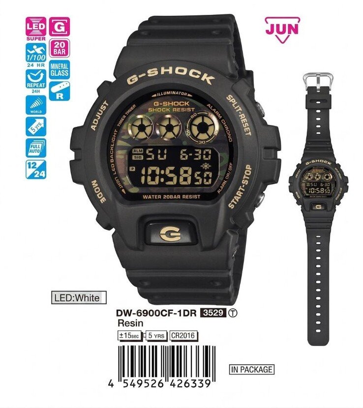 The Casio G-Shock DW-6900CF-1 watch