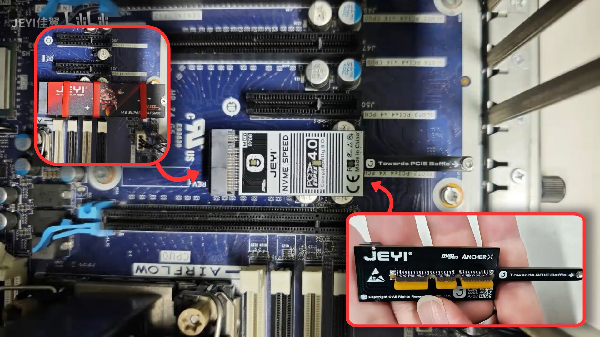 JEYI "ArcherX" flat PCIe to M.2 adapter